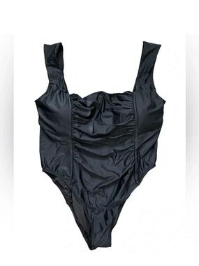 J. Crew Black Squareneck Ruched One Piece Bathing Suit Plus Size 24 NWT